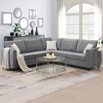 Modern L Shape Couch with 3 Pillows