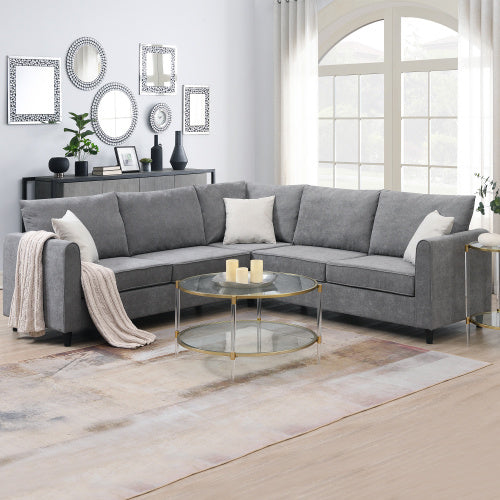 Modern L Shape Couch with 3 Pillows