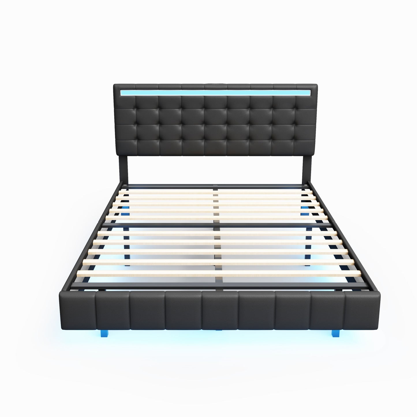 floating bed frame with led lights and usb charging #5