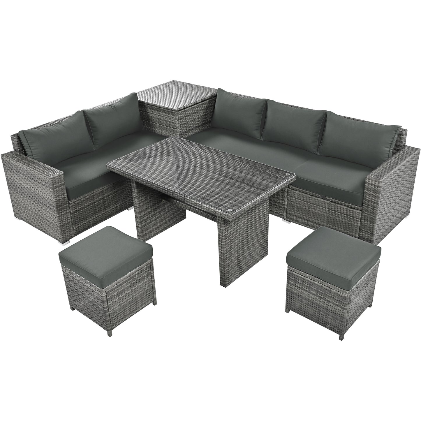 outdoor 6-piece all weather pe rattan sofa set