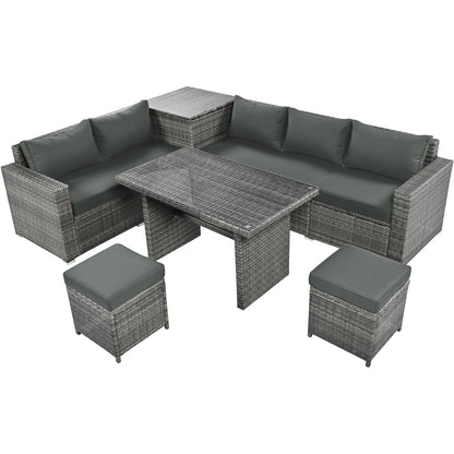 Outdoor 6-Piece All Weather PE Rattan Sofa Set