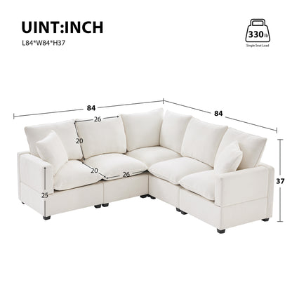 Chenille Sectional Couch Set with 2 Pillows Included