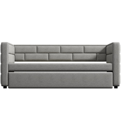 Upholstered Bed with Padded Back, Gray