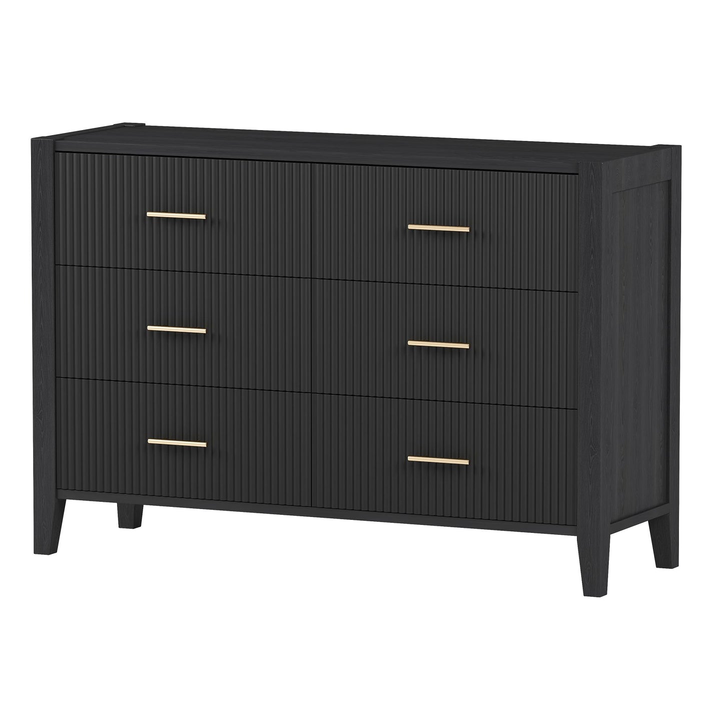 6 drawer dresser with metal handle, black