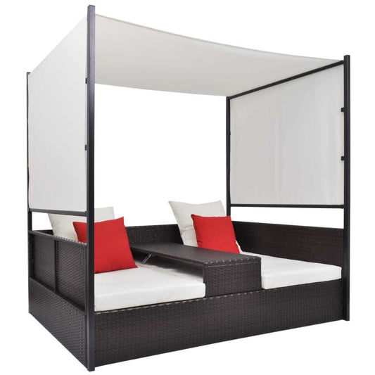 Patio Bed with Canopy Brown