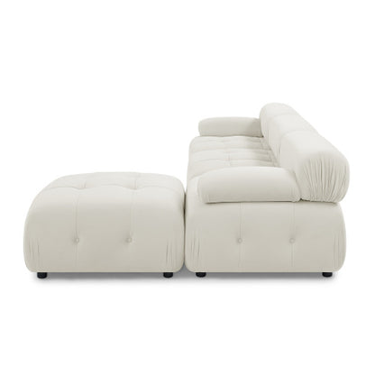 Button Tufted Modular Sectional Sofa, Navy Velvet