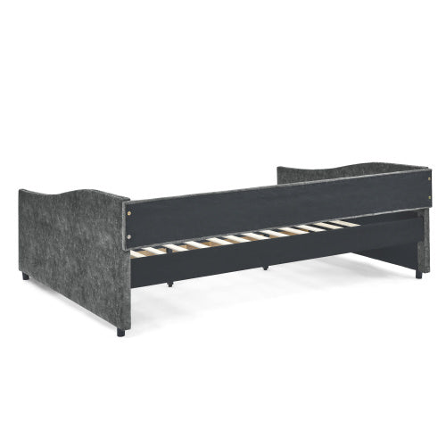 morgan queen size daybed with drawers upholstered tufted sofa bed, grey