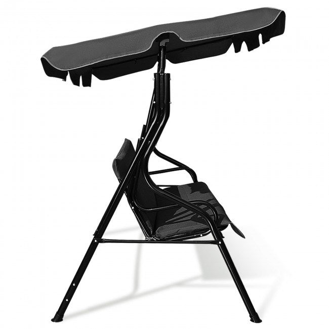 3 seat outdoor patio canopy swing with cushioned steel frame