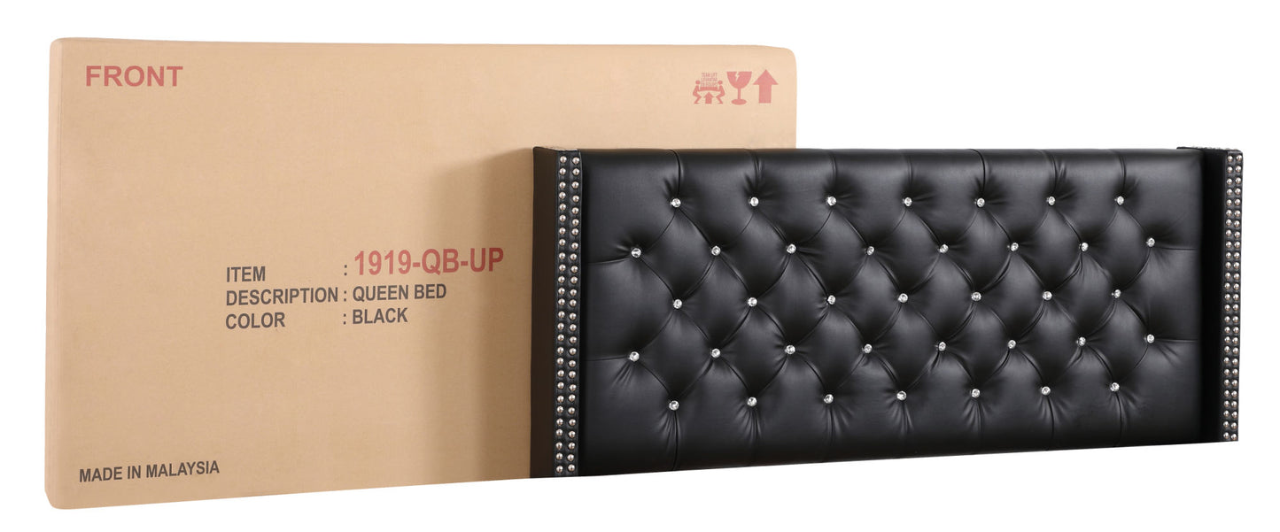 julie queen upholstered bed , black