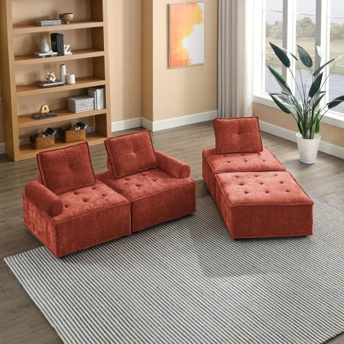 chenille l-shape modular sectional sofa