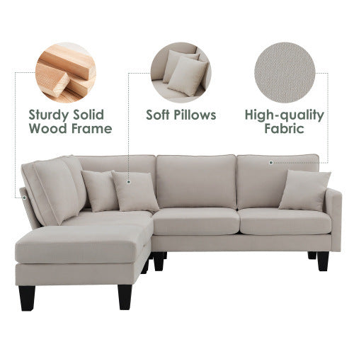terry 5-seat couch set with chaise with 3 pillows