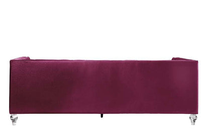 ACME Heibero Sofa w/2 Pillows, Burgundy Velvet