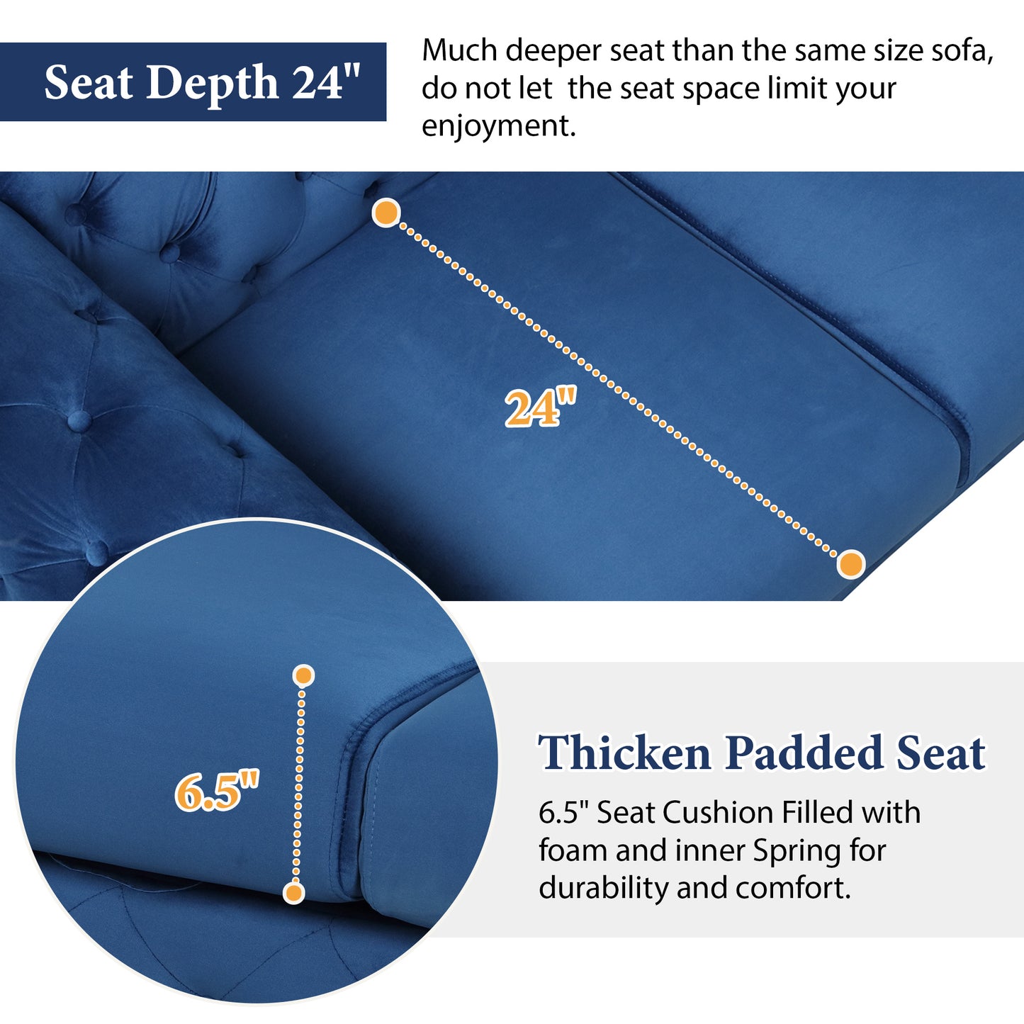 sara velvet upholstered sofa blue