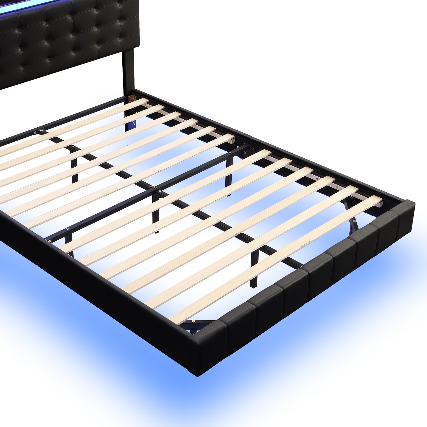 floating bed frame with led lights and usb charging #3