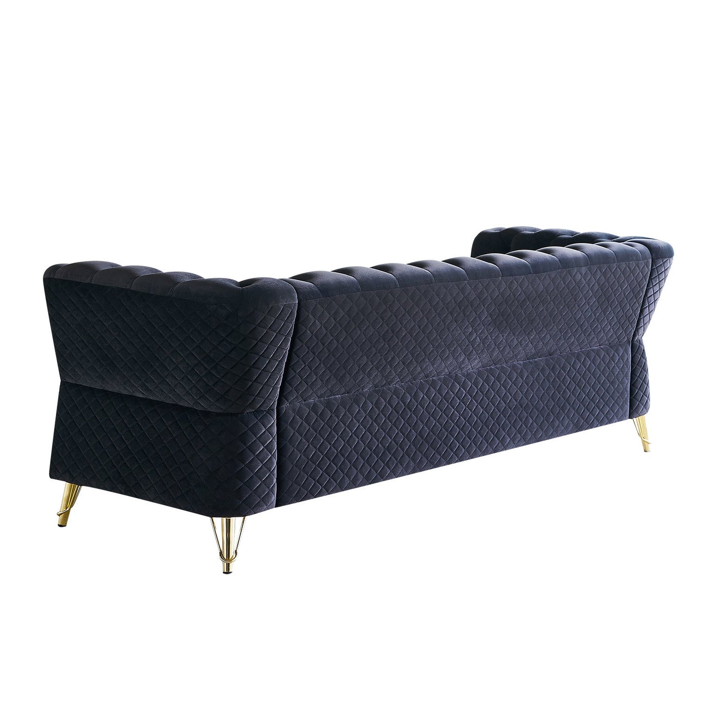 modern tufted velvet sofa, black
