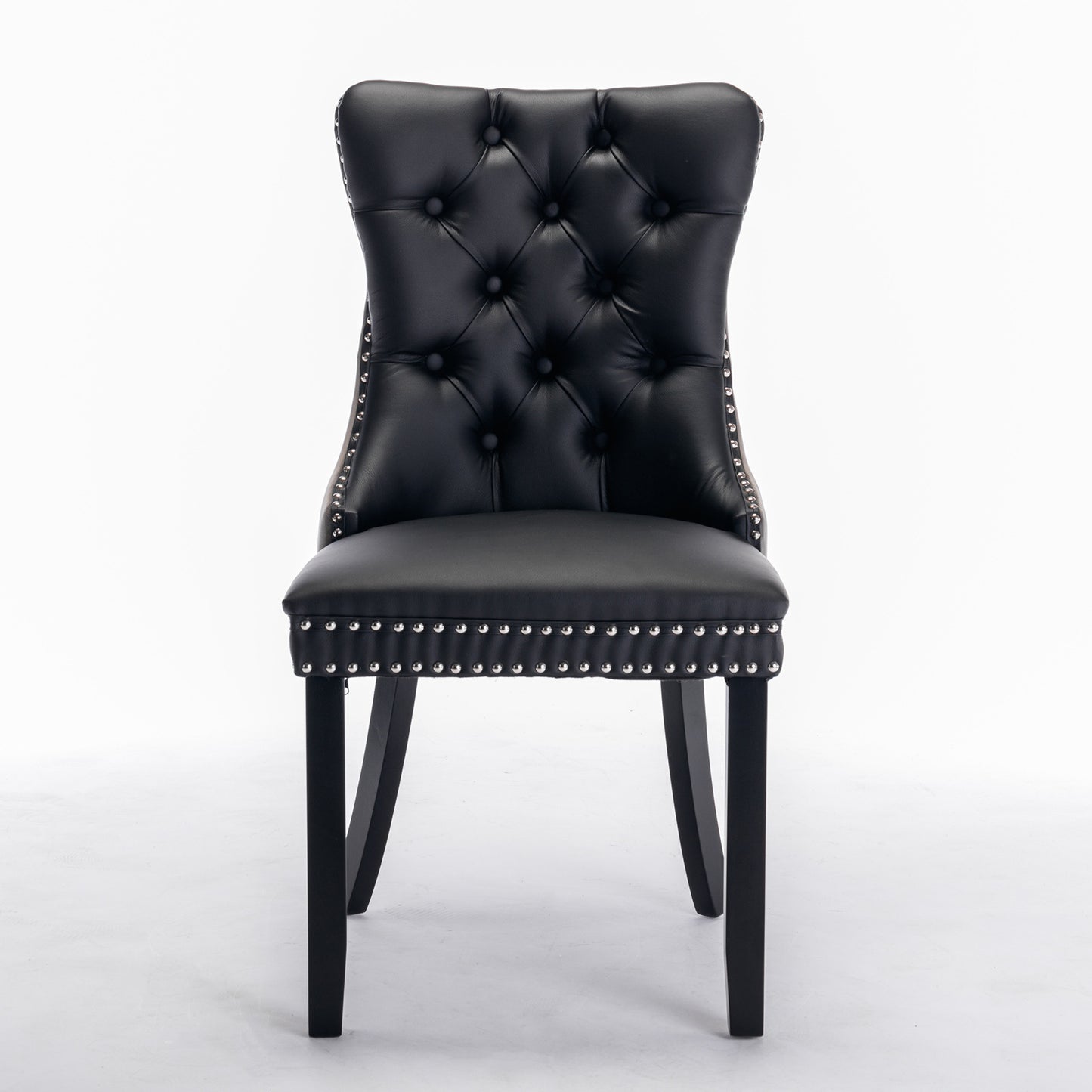 nikki collection modern high-end tufted dining chairs 2-pcs set, black+gray