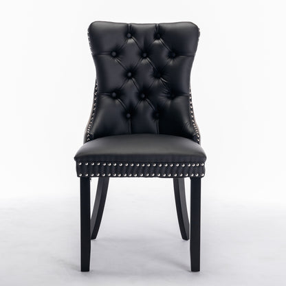 Nikki Collection Modern High-end Tufted Dining Chairs 2-Pcs Set, Black+Gray