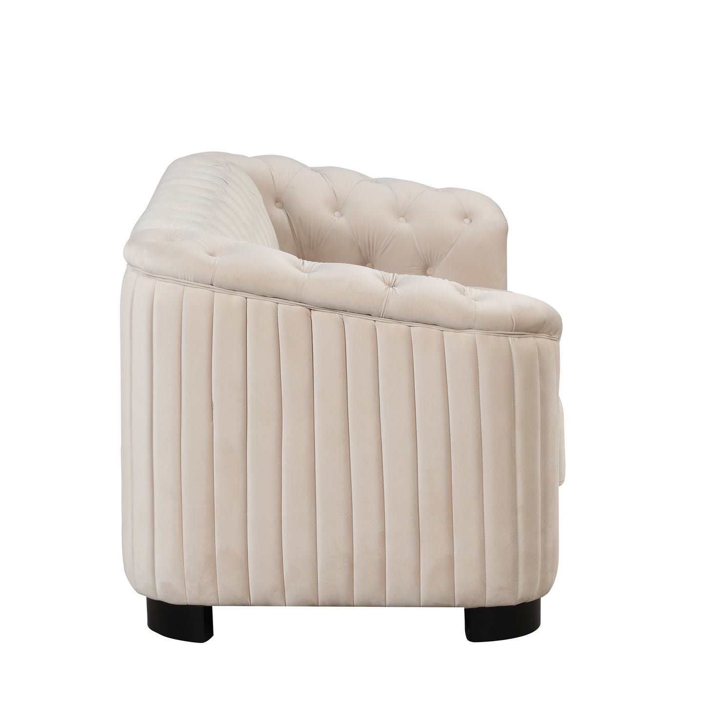 mid century velvet upholstered sofa