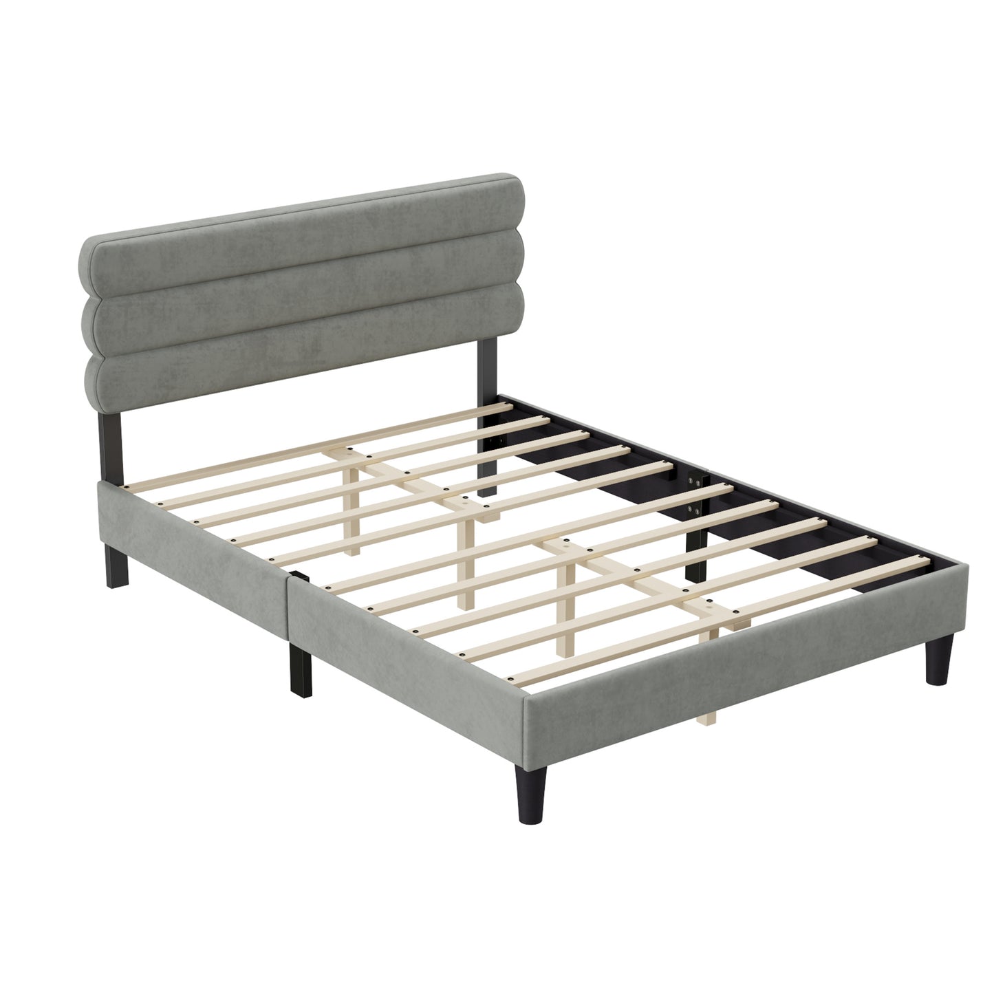 rudy queen bed frame with headboard, grey