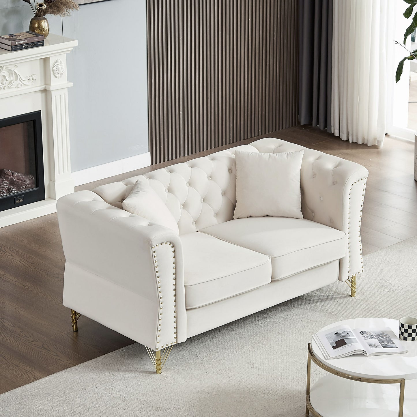 3-seater + 2-seater combination sofa tufted with 4 pillows