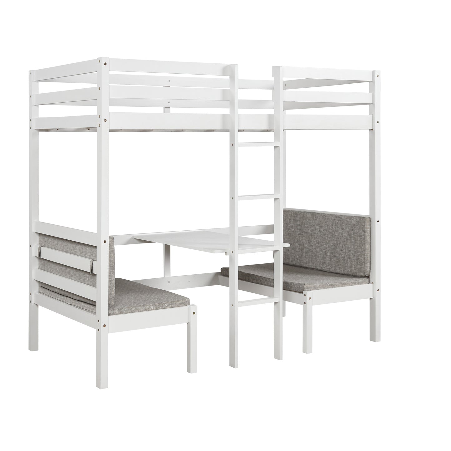 functional loft bed twin size,white