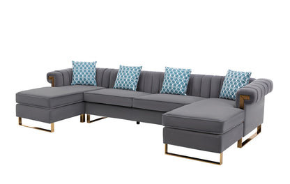 Maddie Velvet 5-Seater Double Chaise Sectional Sofa
