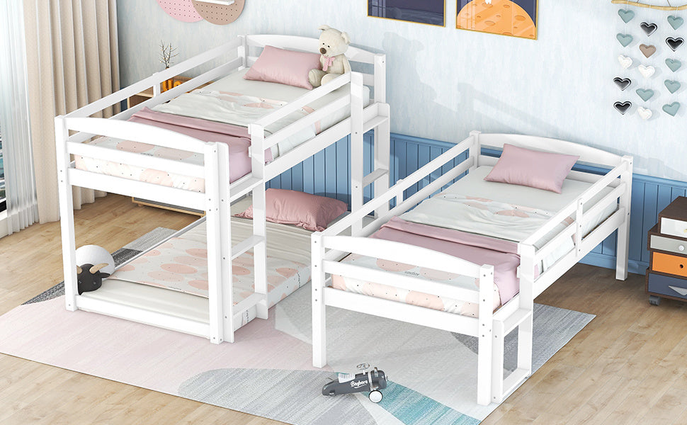twin over twin over twin triple bunk bed,white