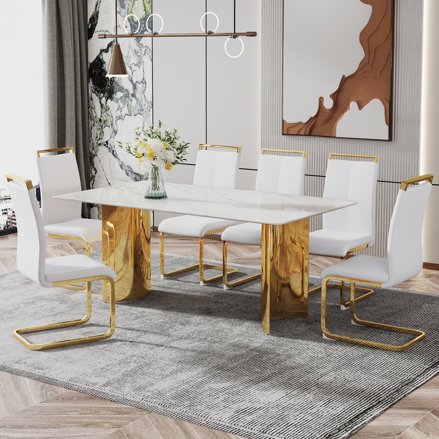 zara marble dining table, gold