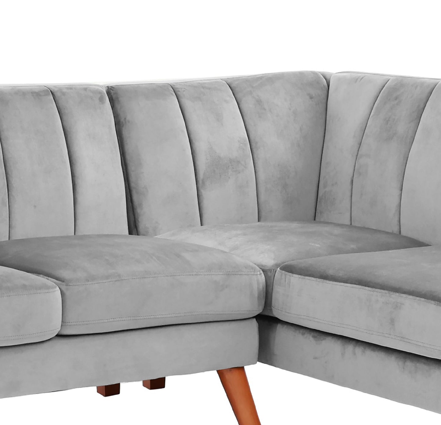 sectional - 2pc in light grey faux leather