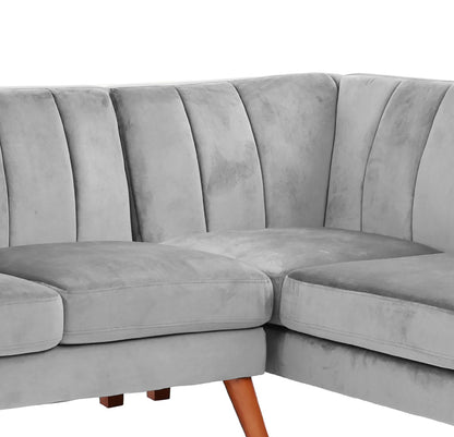 SECTIONAL - 2PC in Light Grey Faux Leather