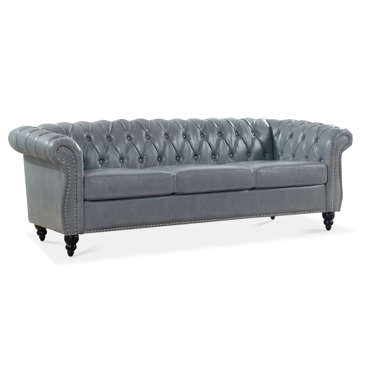 84.65" rolled arm chesterfield 3 seater sofa.