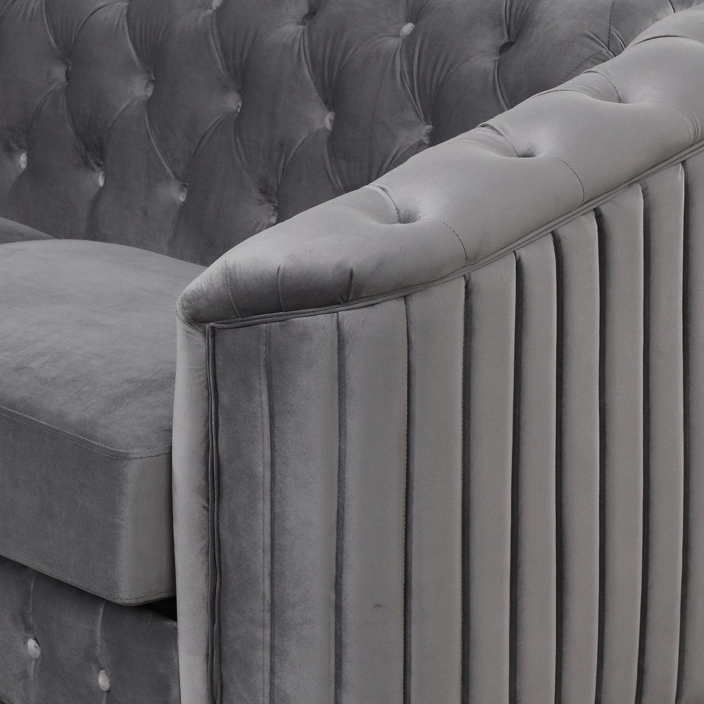 mid century velvet upholstered sofa