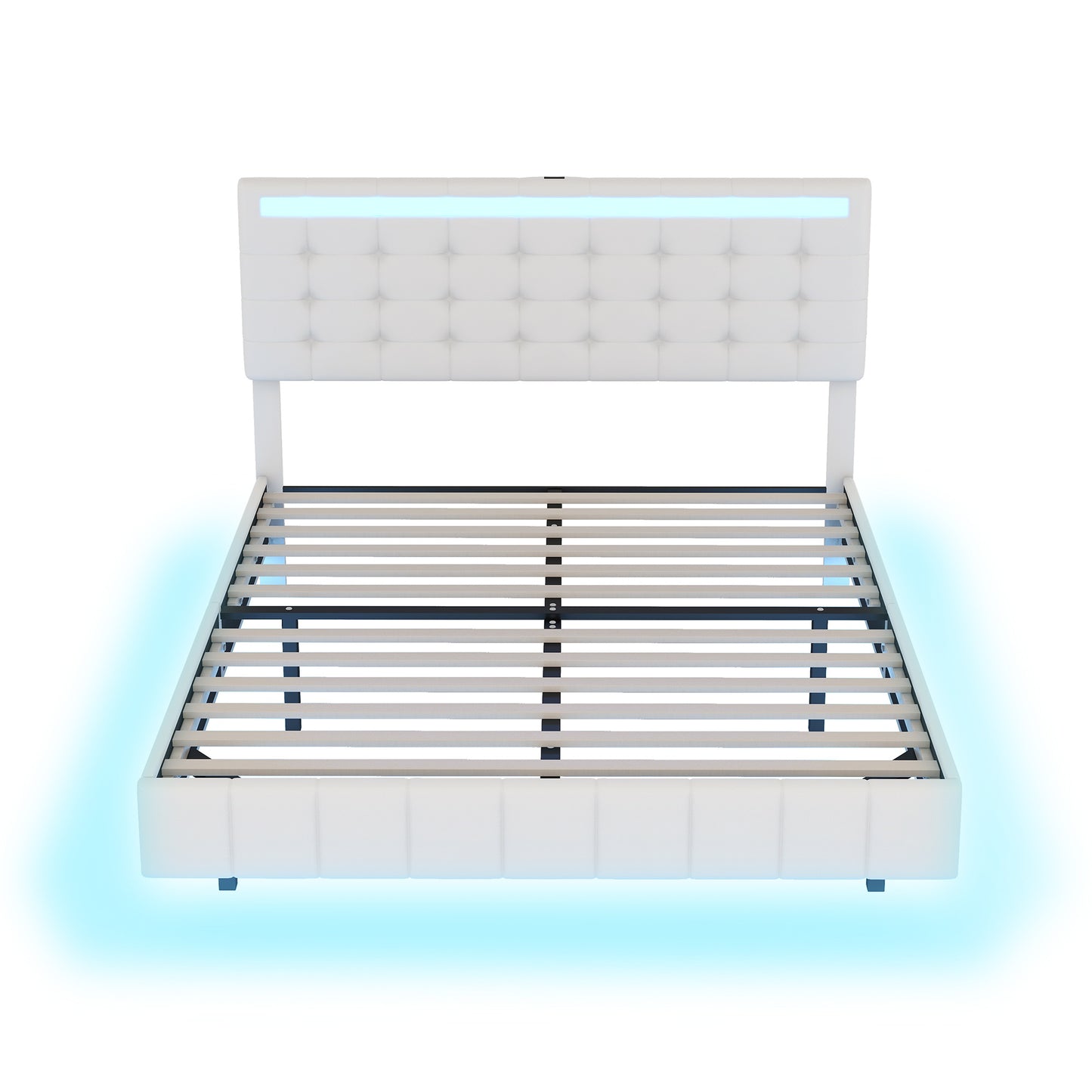 floating bed frame with led lights and usb charging #5