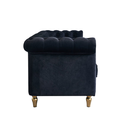 Chesterfield Velvet Sofa, Black