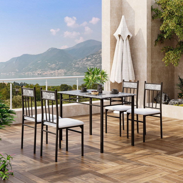 5 pieces faux marble dining set table