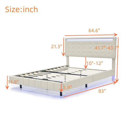 Floating Bed Frame with LED Lights and USB Charging #5