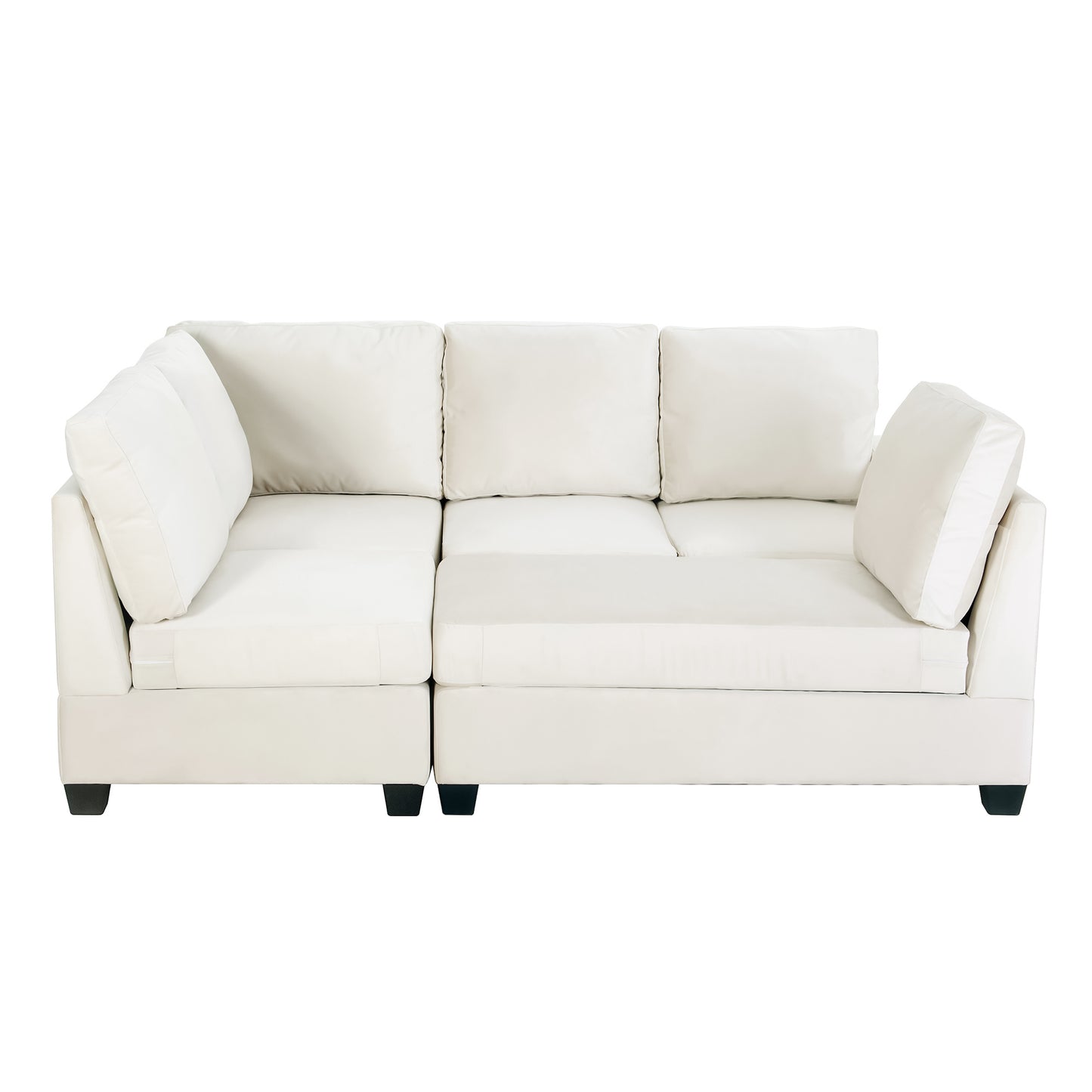 modern l shape sectional sofa with usb charging port, cream