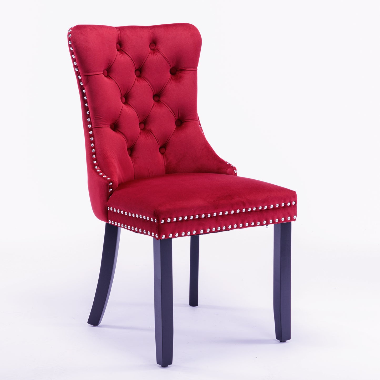 nikki collection modern high-end tufted dining chairs 2-pcs set, wine red