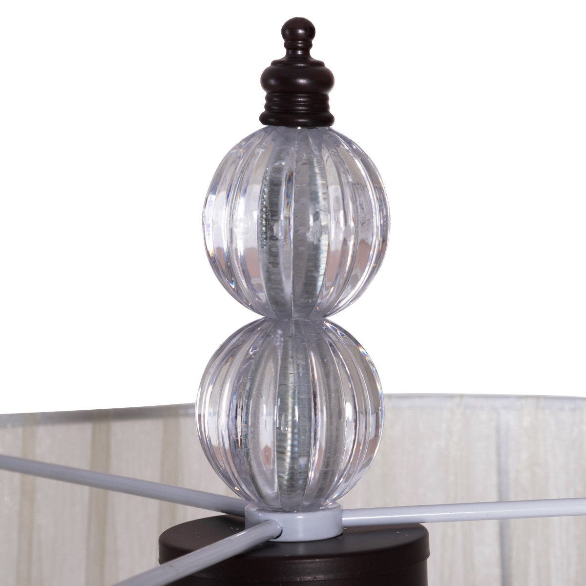 elegant sheer shade floor lamp w/ hanging crystal led bulbs