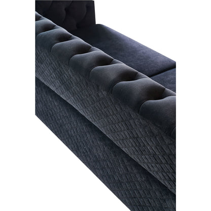 Modern Tufted Velvet Sofa, Black