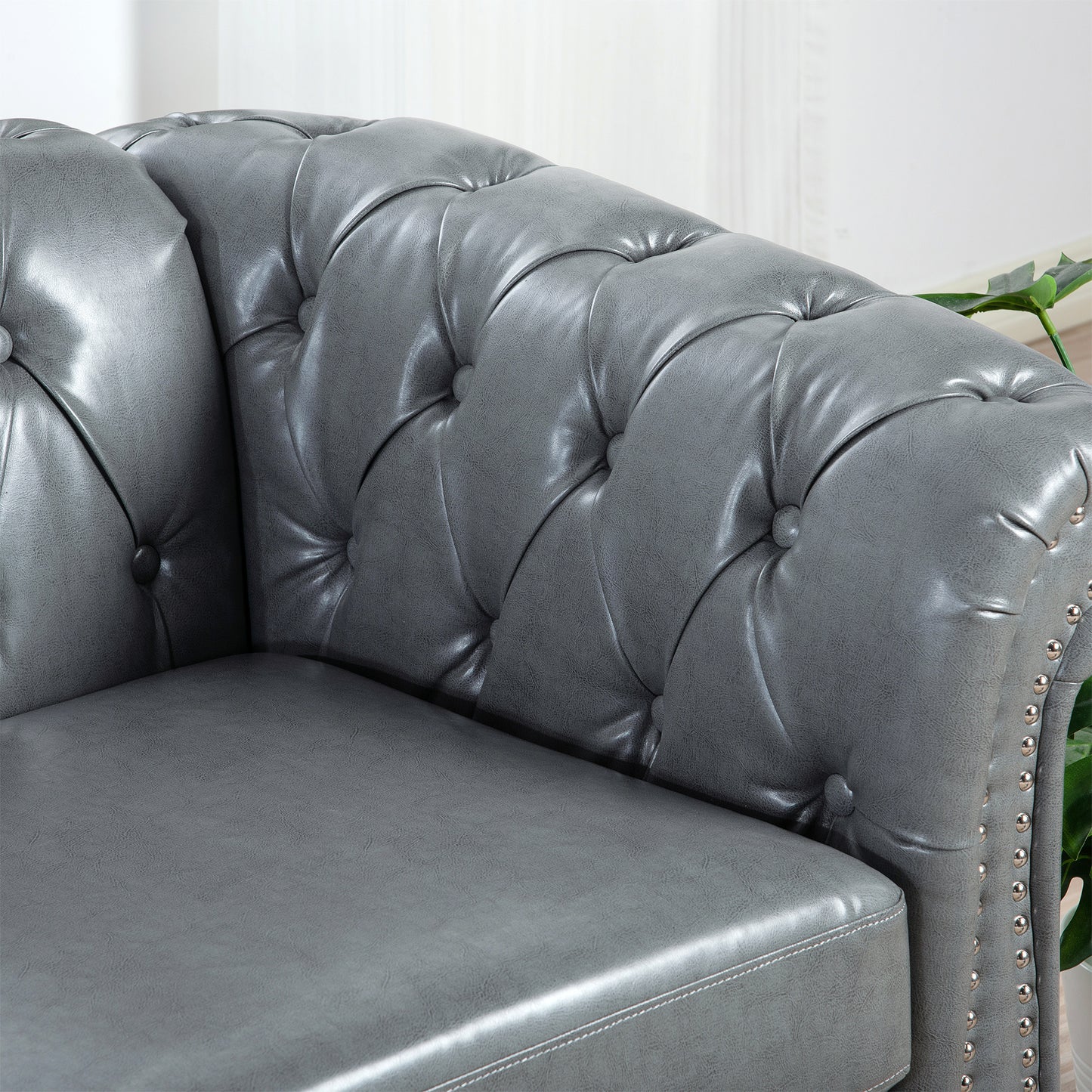 84.65" rolled arm chesterfield 3 seater sofa.
