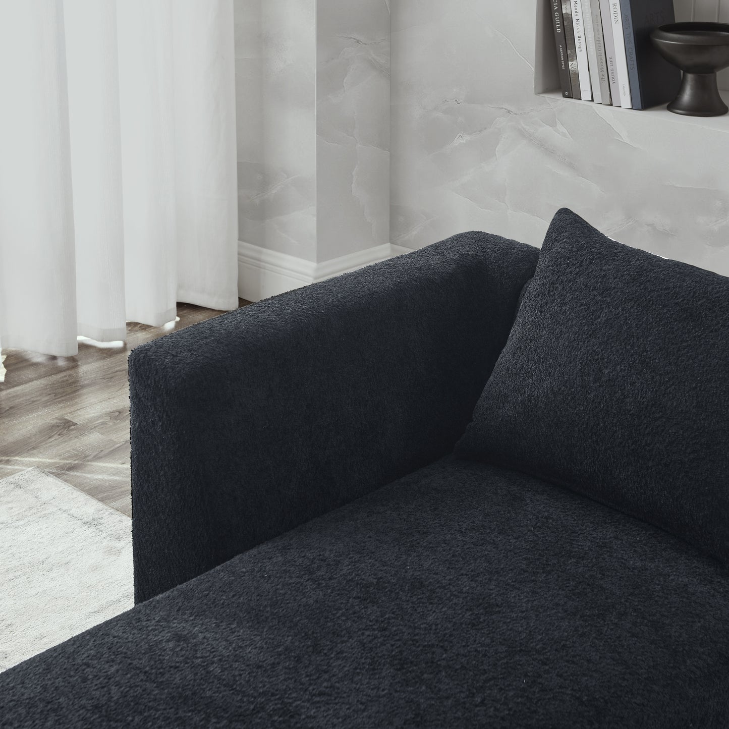 barney l shape sectional sofa with 2 ottomans, black