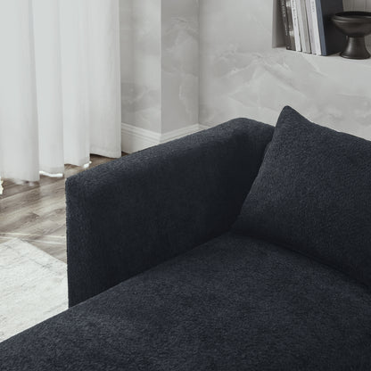 Barney L Shape Sectional Sofa with 2 Ottomans, Black