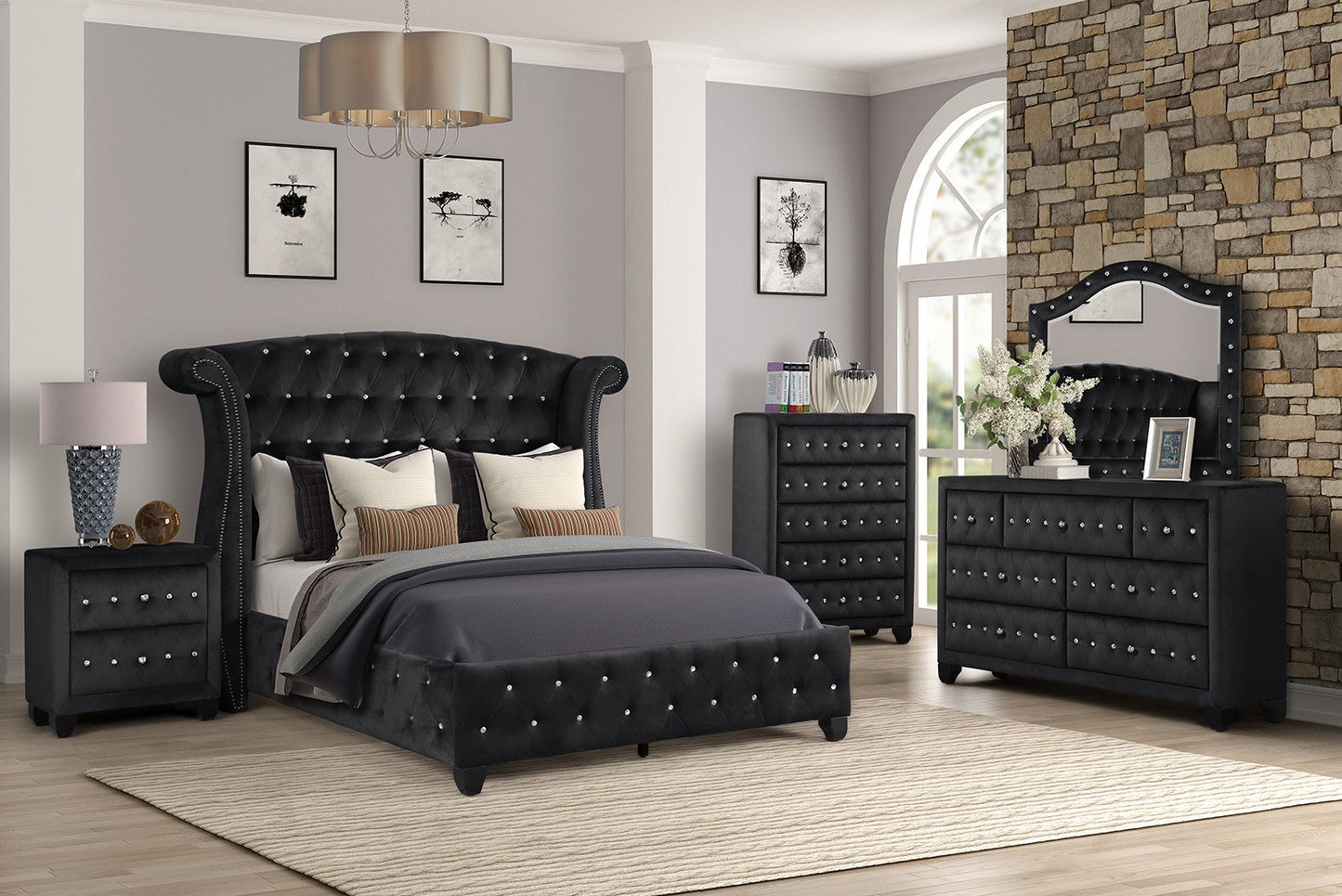 sophia crystal tufted bed