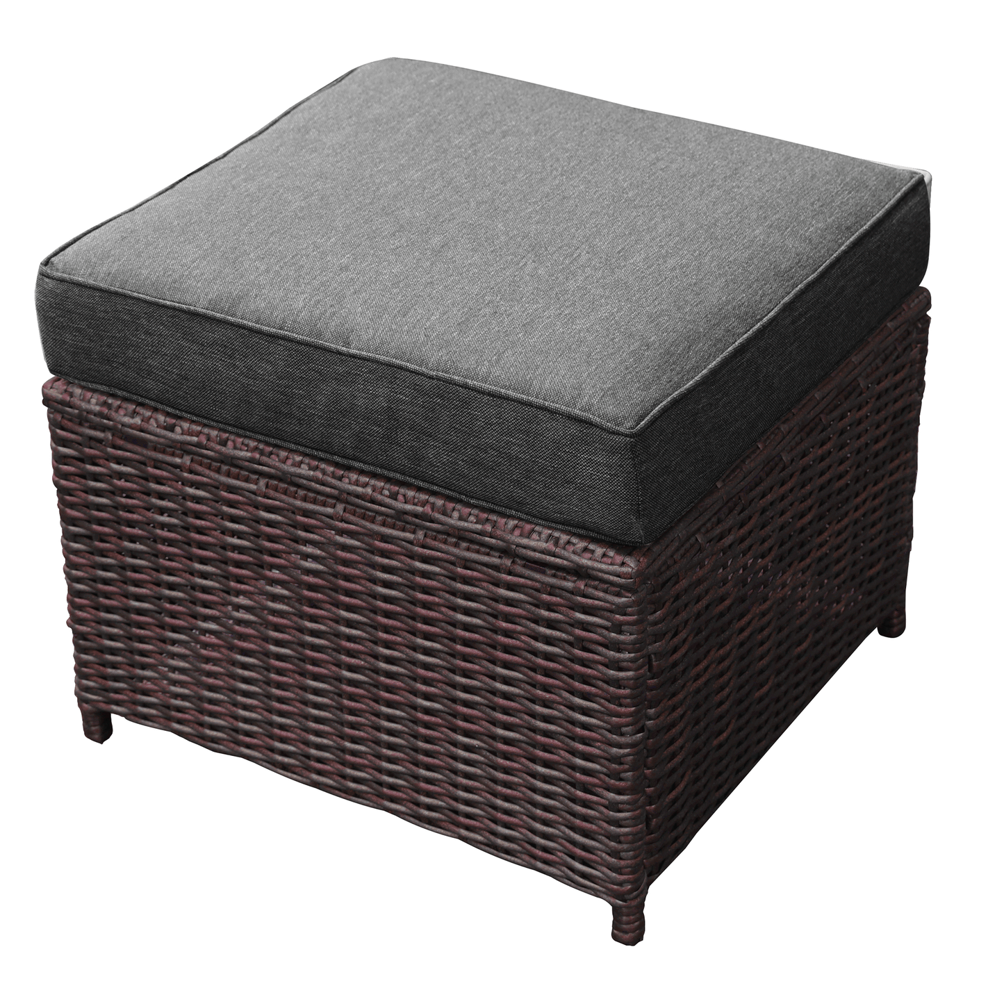 6 pcs outdoor sectional sofa with reclining backrest, ottomans, black cushions
