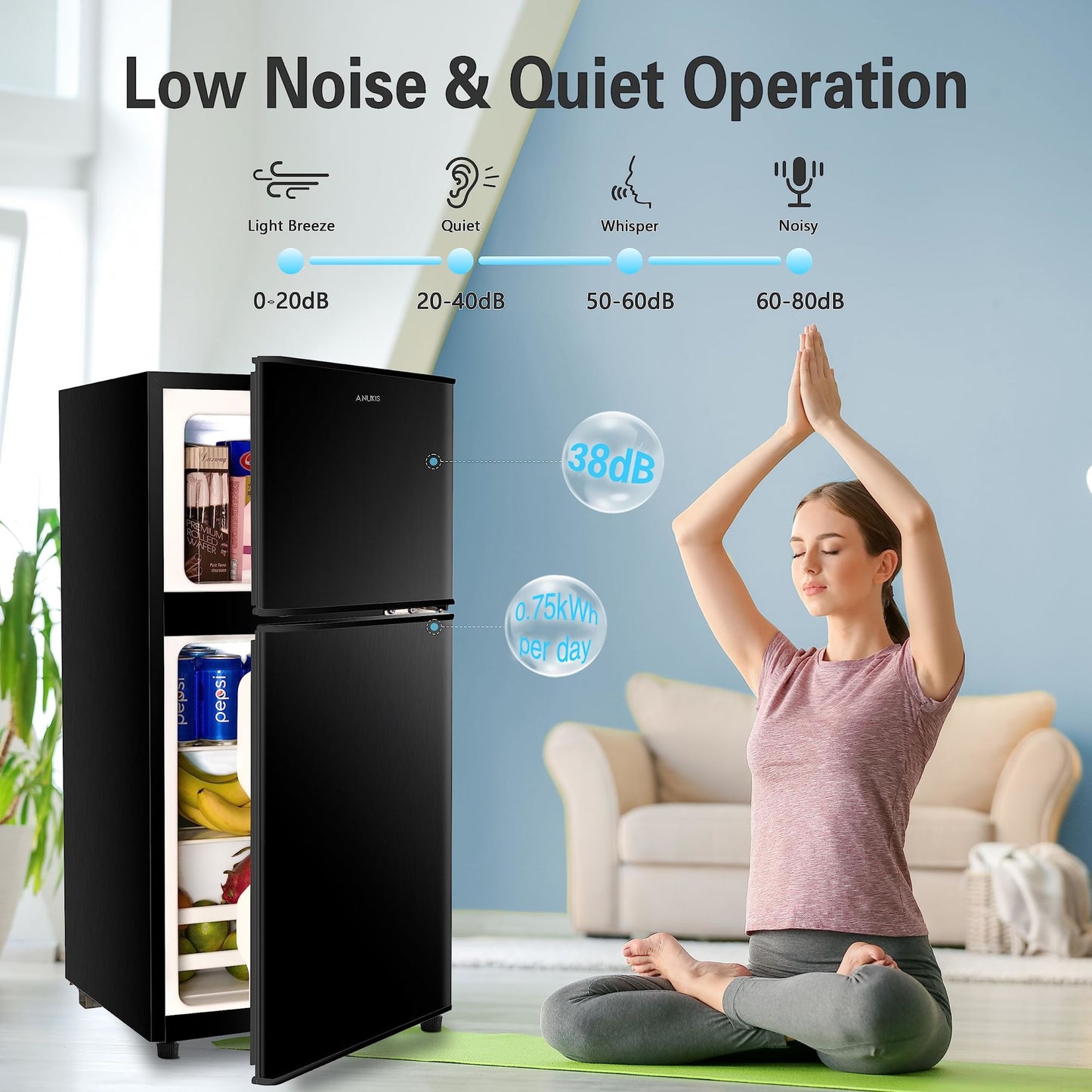 3.5cu.ft compact refrigerator mini fridge with freezer