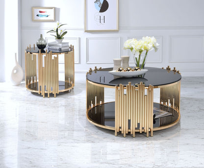 ACME Tanquin Coffee Table in Gold & Black Glass