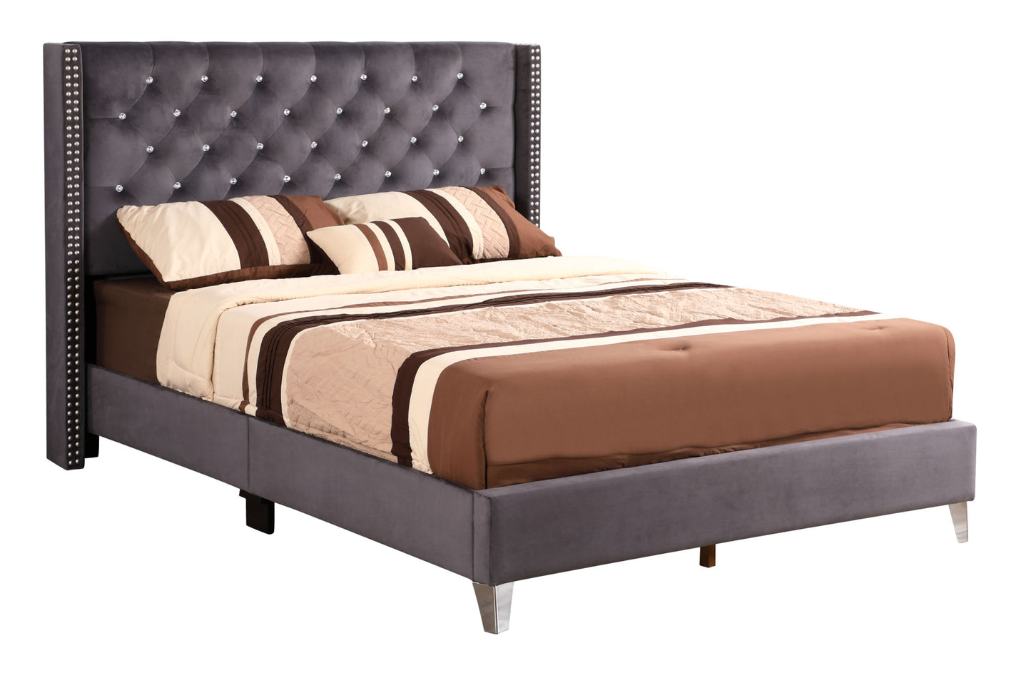 julie queen upholstered bed , gray