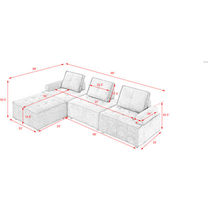 Chenille L-Shape Modular Sectional Sofa
