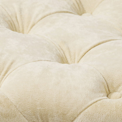 Beige Modern Velvet Upholstered Ottoman